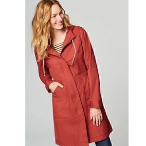 J. Jill Perfect Long‎ Hooded Zip Button Cotton Anorak Bittersweet Size L
